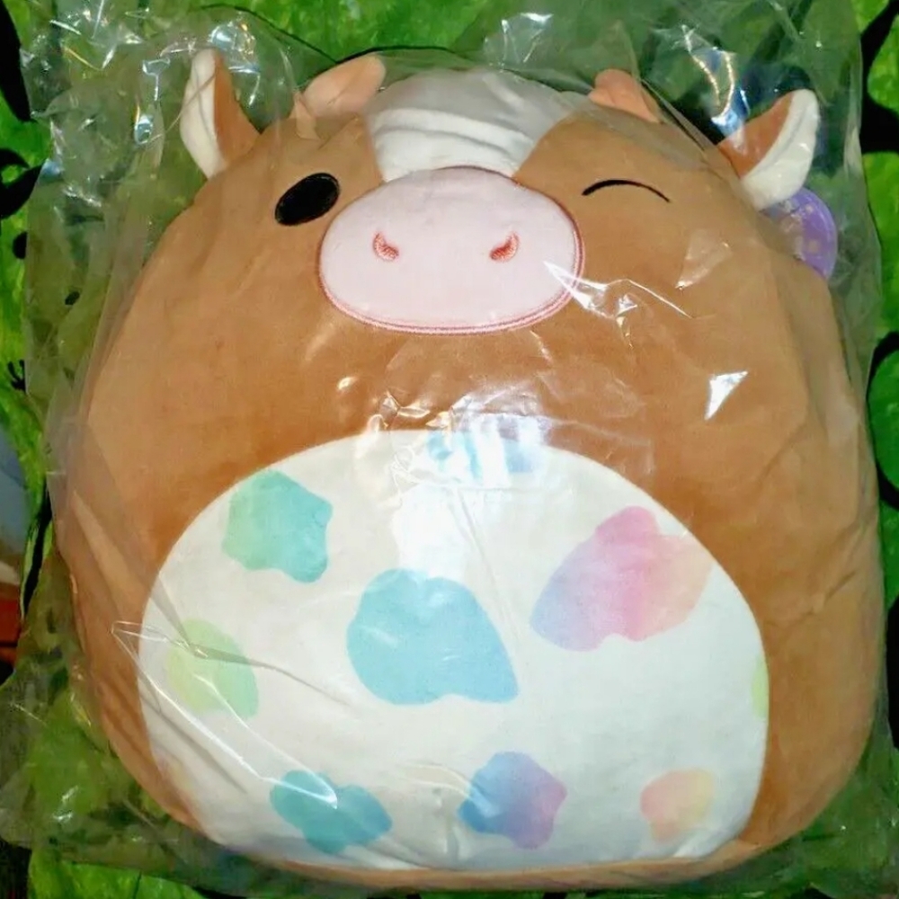 Squishmallow 14" Griella The Cow NWT Rainbow Spots Easter 2023 NWT HTF
